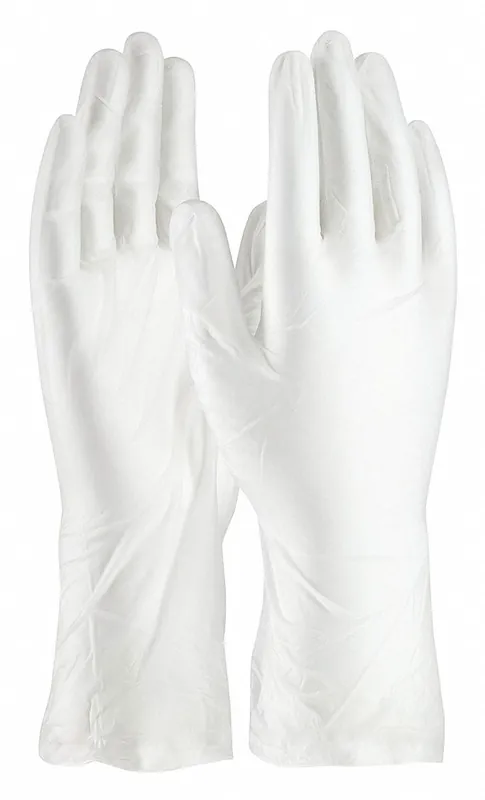 PIP VHC12S QualaSheer Cleanroom Disposable Gloves, ISO 5, Vinyl, 5 mil, 12 in, Size S (7), Clear, Powder-Free, 1000 PK