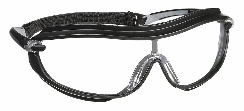 Pyramex SB4610STP XS3 PLUS Safety Glasses, Clear Lens, Full-Frame, Black Frame, Includes Cord