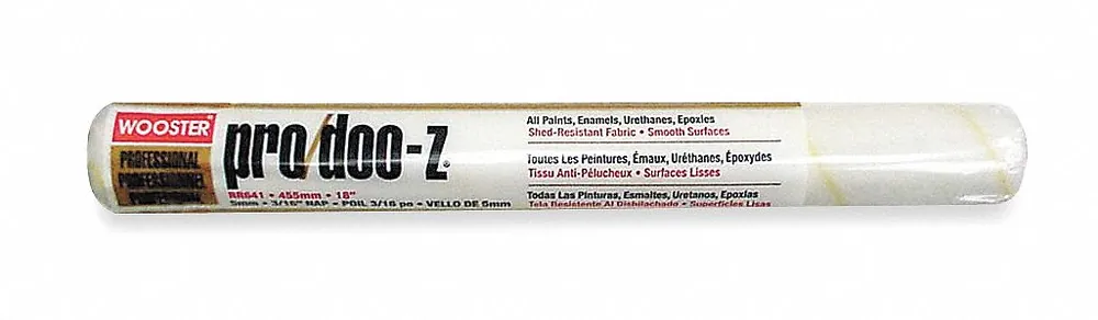 Wooster RR641-18 Paint Roller Cover, 18 in L, 3/16 in Nap, Woven Fabric, Pro/Doo-Z, Standard