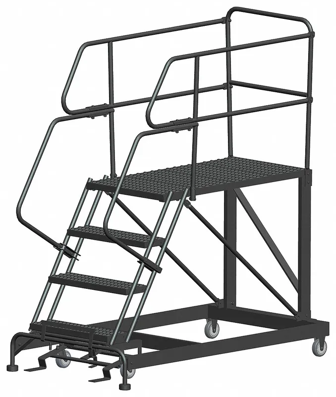 Ballymore SEP4-3648 Mobile Work Platform, 3.3 ft Platform Ht, 36 in x 48 in, 800 lb Capacity, With Handrails, Steel