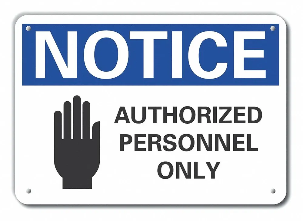 Lyle LCU5-0052-NA_10X7 Authorized Personnel Notice Sign, Aluminum, 10 in W x 7 in H, ANSI/OSHA
