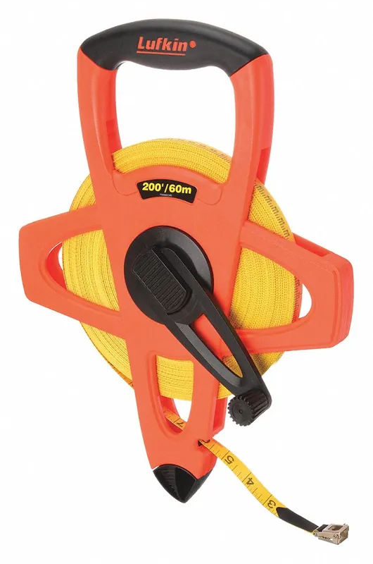 Crescent Lufkin FM060CME Long Tape Measure, 60 m / 200 ft, 1/2 in Blade, Fiberglass, Open Reel, SAE/Metric