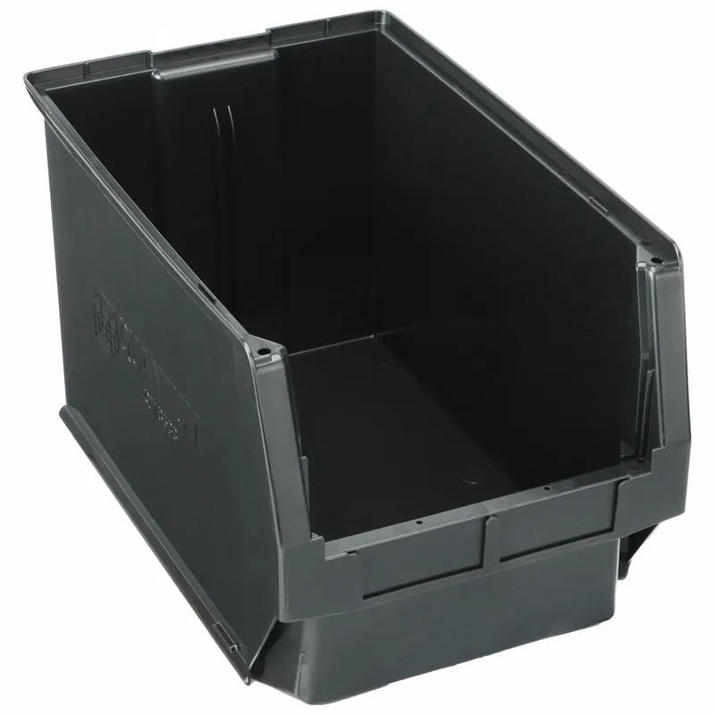 Akro-Mils 30260BLACK Hang and Stack Bin 11 in x 18 in x 10 in, Black, Label Holder Included, 60 lb Load Capacity