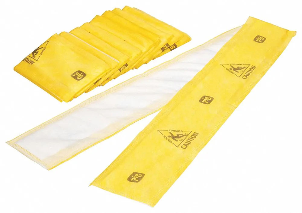 Pig WTR001 Sorbent Strip, 13 gal, 5 in x 60 in, Universal, Yellow, 10 PK