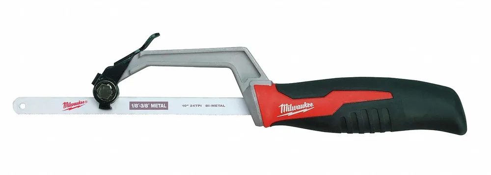 Milwaukee 48-22-0012 Compact Hack Saw, 10 in Blade Lg, Steel, 12-1/2 in Overall Lg, 8 TPI, Rubber Handle