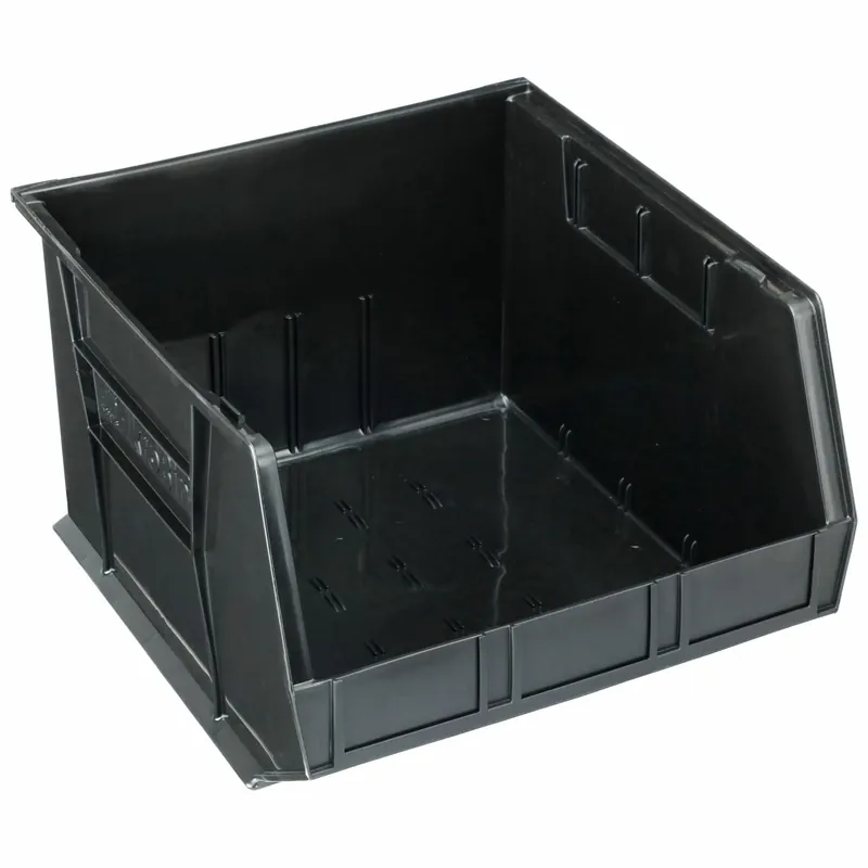 Akro-Mils 30270BLACK Hang and Stack Bin 16-1/2 in x 18 in x 11 in, Black, Label Holder Included, 75 lb Load Capacity