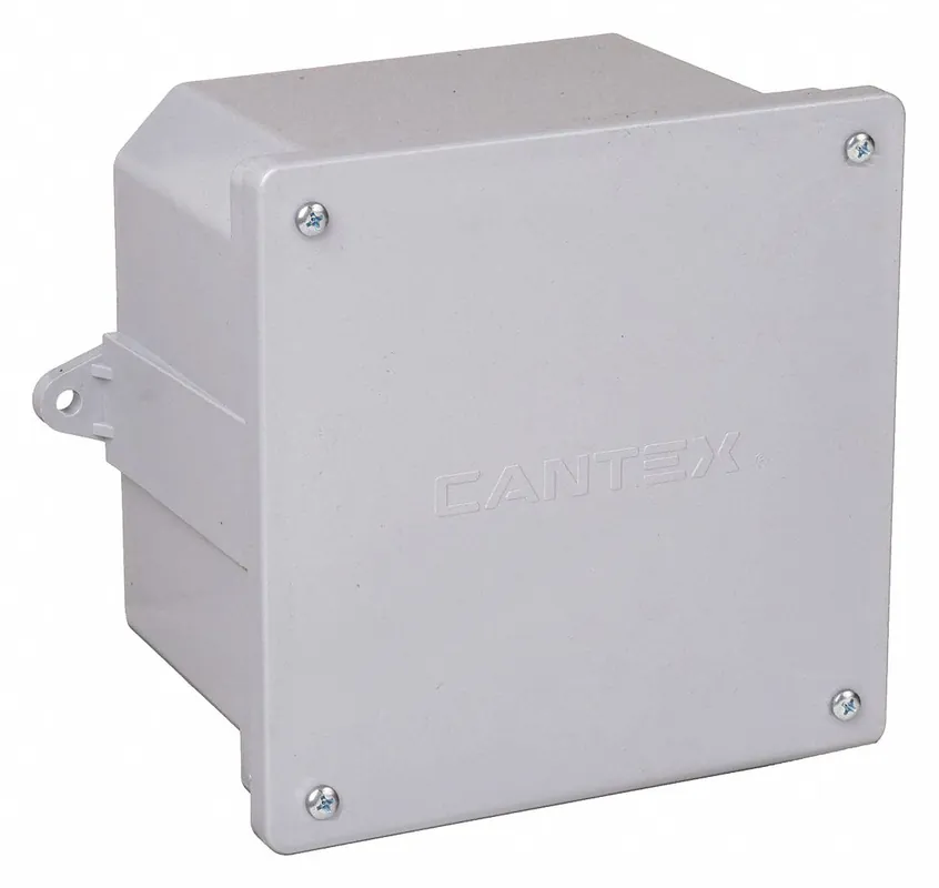 Cantex 5133709 PVC Enclosure, 4 x 4 x 4 in, 2 Gang, Gray, NEMA 1/3/3S/4/4X/5/6/6P, Submersible