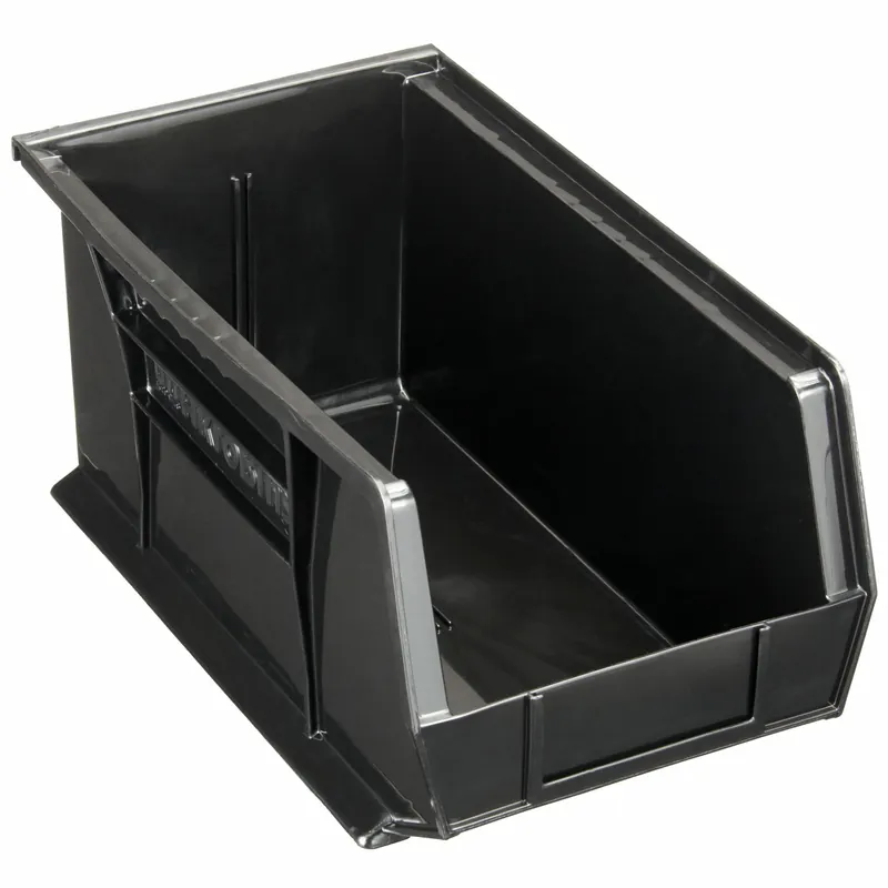 Akro-Mils 30240BLACK Hang and Stack Bin 8-1/4 in x 14-3/4 in x 7 in, Black, Label Holder Included, 60 lb Load Capacity
