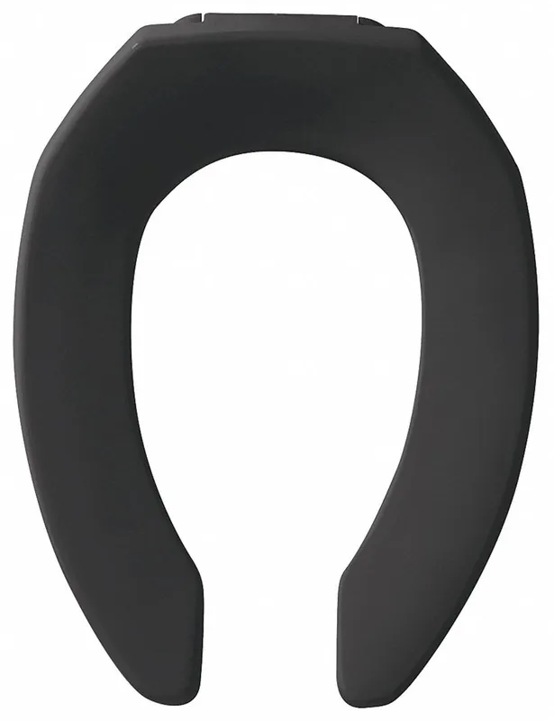 Bemis 1955CT-047 Toilet Seat, Open Front Elongated, No Cover, Plastic, Black, 2-3/8 in Seat Ht, STA-TITE