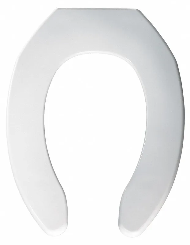 Bemis 1055SSC 000 Toilet Seat, Elongated Open Front, No Cover, Plastic, White, Self-Sustaining Check Hinge