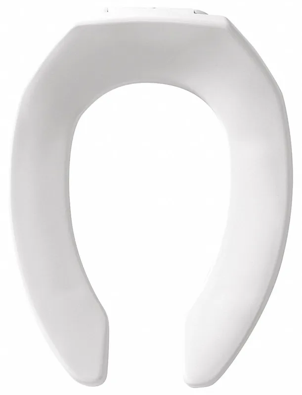 Bemis 1955CTFR-000 Toilet Seat, Elongated Open Front, No Cover, Plastic, White, External Check Hinge, Fire Retardant Antimicrobial