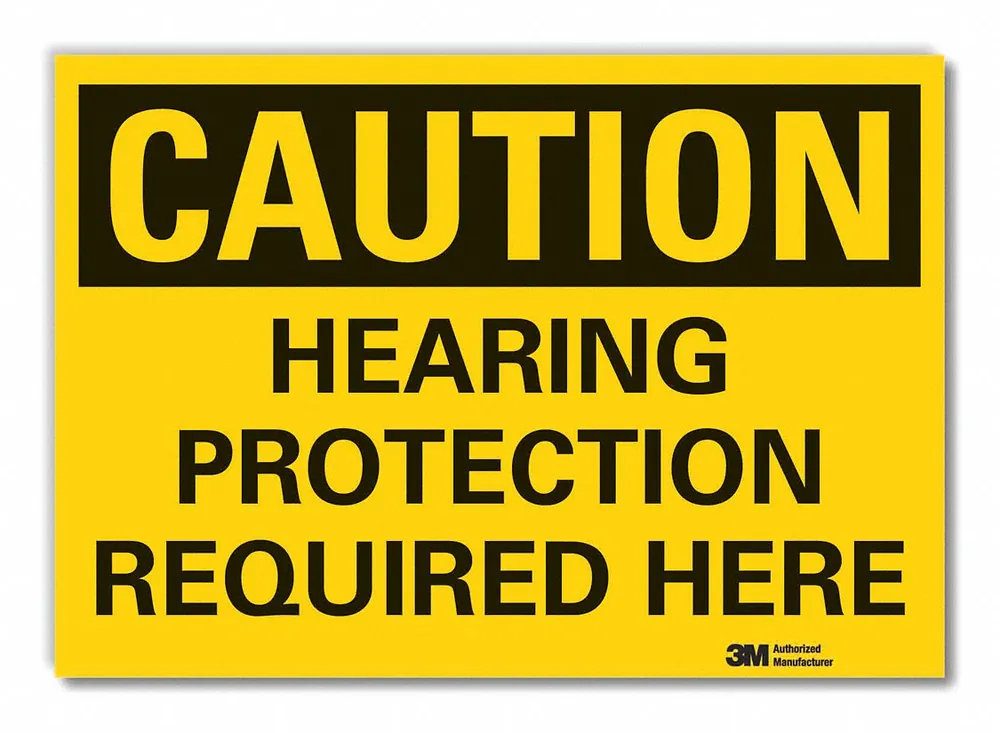 Lyle LCU3-0341-RD_10x7 Hearing Caution Reflective Label, 10 x 7 in, Yellow/Black, Engineer Grade