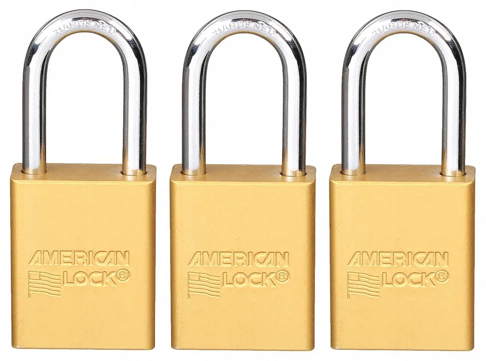 American Lock A1106KAS3YLW Keyed-Alike Aluminum Lockout Padlock, Yellow, 1-1/2 in Shackle, 3 PK