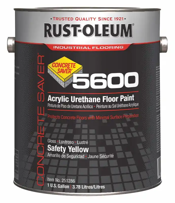 Rust-Oleum 251286 Concrete Saver 5600 Acrylic Floor Paint, 1 gal, Gloss, Safety Yellow