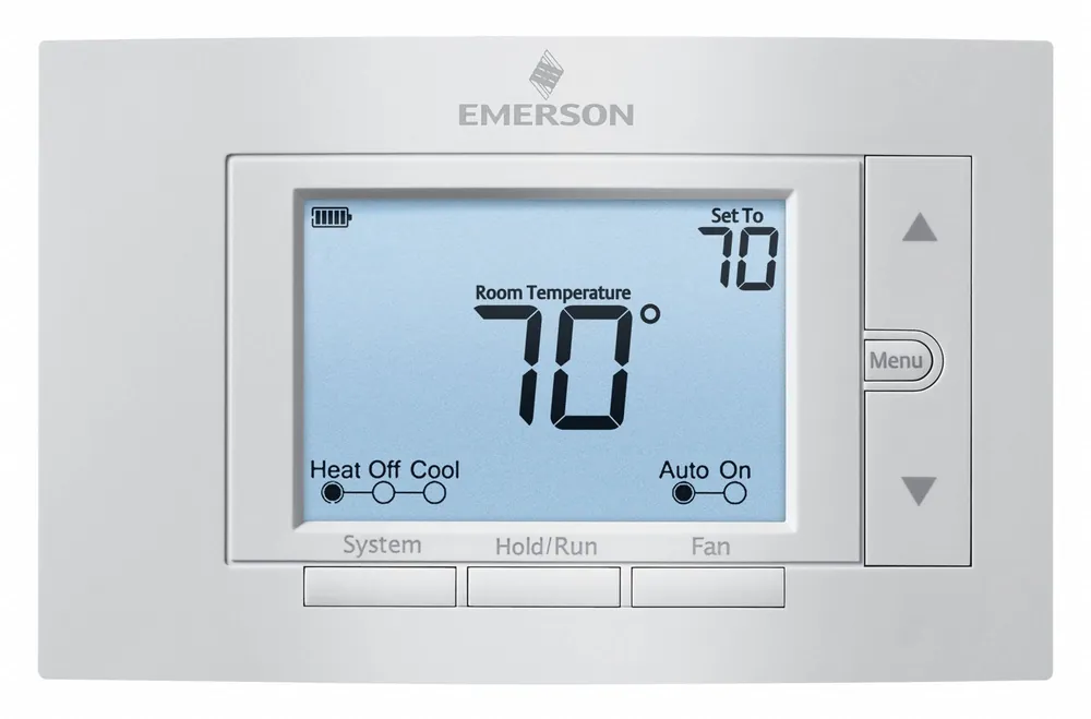 Emerson 1F85U-42NP 80 Series Low Voltage Thermostat, 4H/2C, Heat Pump, Non-Programmable, Digital, Gray