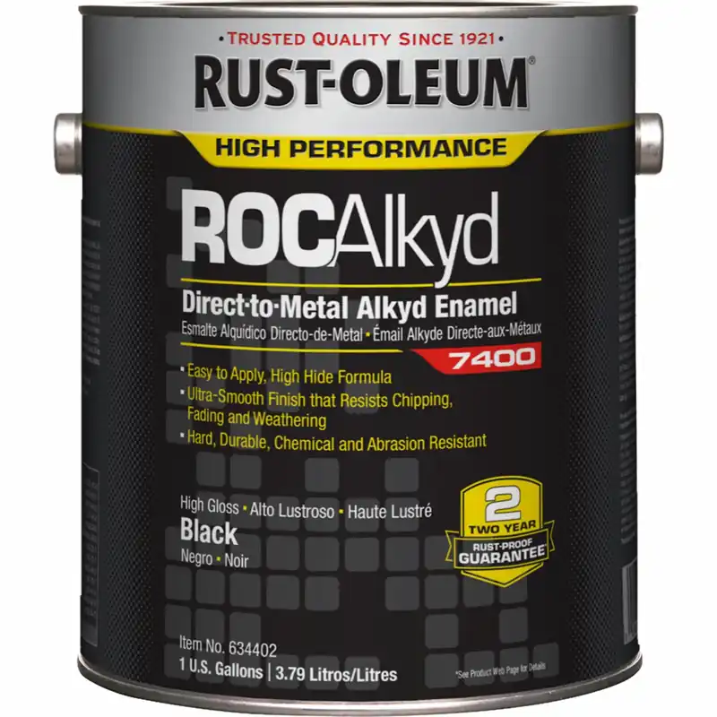 Rust-Oleum 634402 High Performance 7400 System DTM Coating, 1 gal, High-Gloss, Black, Exterior/Interior