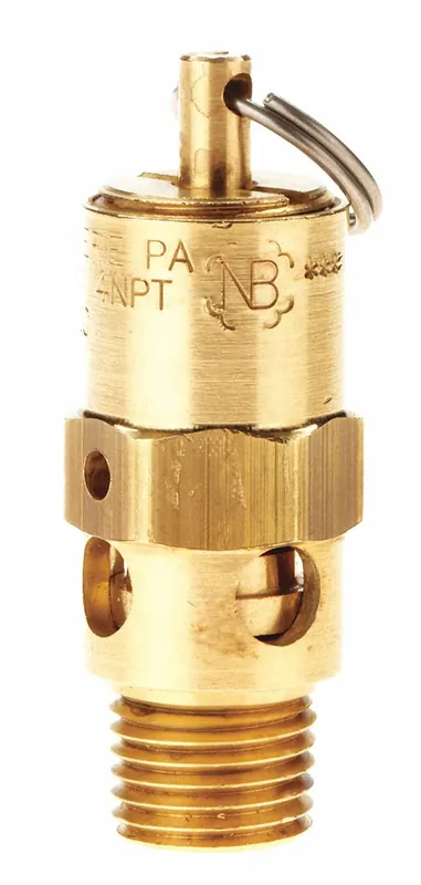 Conrader SRH250-1/4-CE-050 Hard Seat Pneumatic Safety Valve, 1/4 in MNPT, 50 psi Preset, Brass