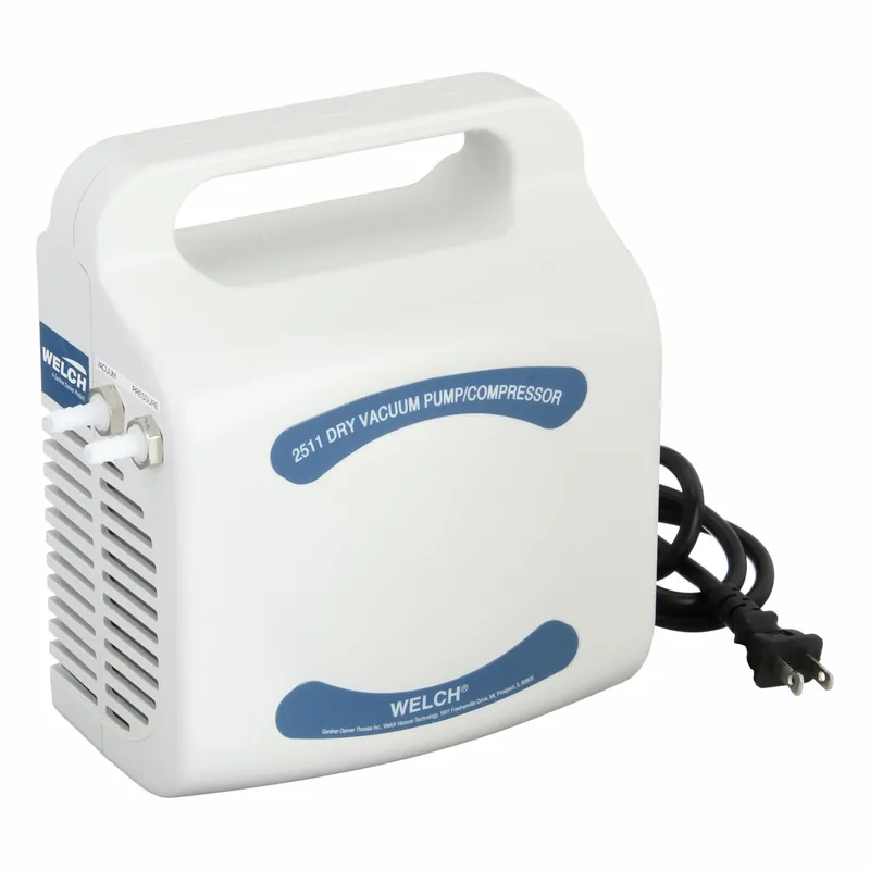 Welch 2511B-01 Piston Air Compressor/Vacuum Pump, 0.033 HP, 1 Phase, 115V AC, 33 psi, Tankless WOB-L