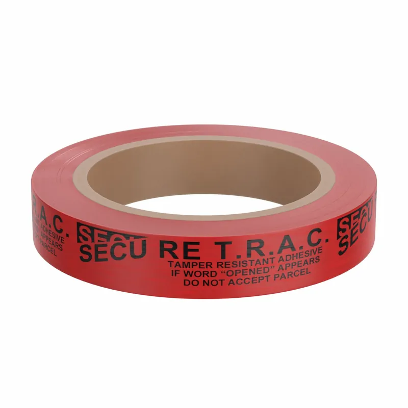 NovaVision PST1R-46A-180 Tamper Evident Tape, Secure T.R.A.C., 2 mil, Red, 1 in x 60 yd