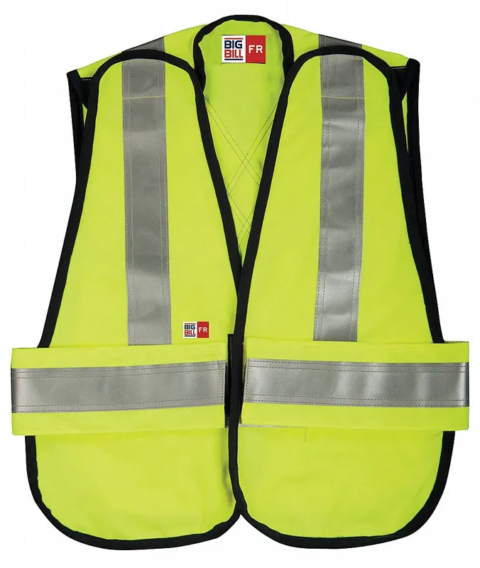 Big Bill A648TY7-OSFA-REG-YEL Men‘s Flame-Resistant Vest, Universal, Lime, Westex DH, 8.9 cal/sq cm ATPV, Hook-and-Loop