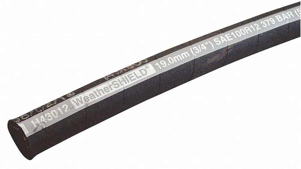 Weatherhead H43016-50 WeatherShield Hydraulic Bulk Hose, 1 in ID x 1-1/2 in OD, 50 ft, 5,100 psi, Synthetic Rubber, Black, 4-Spiral Wire