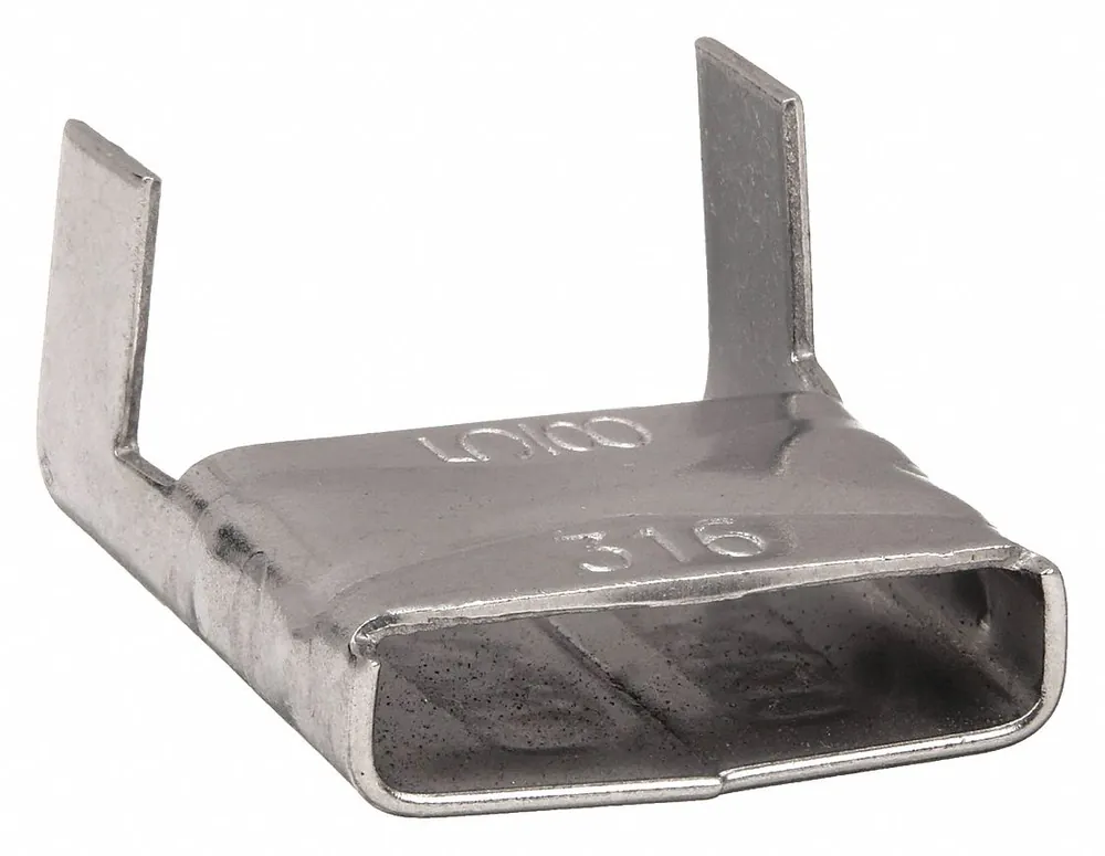 Band-It GRE455 Banding Clip, Fits 5/8 in Strap Width, Stainless Steel 316, Flat, Regular Duty, 100 PK