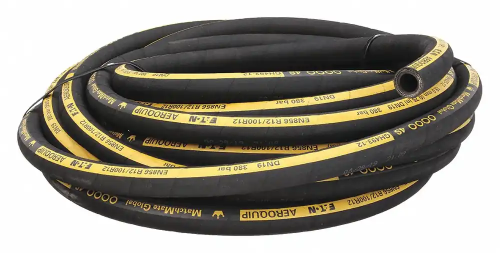 Aeroquip GH493-12 Hydraulic Bulk Hose, 3/4 in ID x 1-15/64 in OD, 50 ft, 5,500 psi, Synthetic Rubber, Black, 4-Spiral Wire