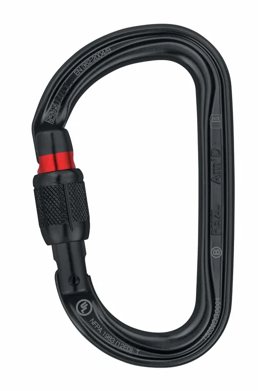 Petzl M34A SLN Am‘D Screw-Lock Carabiner, 1 in Gate Opening, Aluminum, Fall Protection