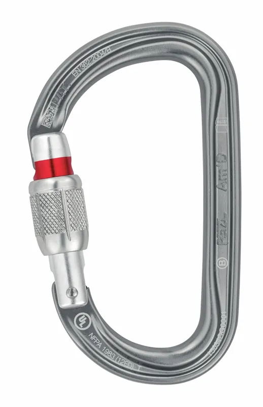 Petzl M34A SL Am‘D Screw-Lock Carabiner, 1 in Gate Opening, Aluminum, Fall Protection