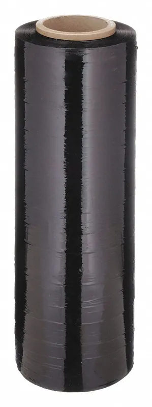 Approved Vendor KV15C005 Hand Stretch Wrap, 80 ga, Black Opaque, 18 in W x 1,500 ft, LLDPE, 3 in Core