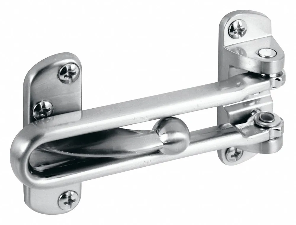 Prime-Line MP10308 Hotel Door Latch (Door Bolt), 2-1/2 in H x 3-7/8 in L, Zinc, with Fasteners & Shims