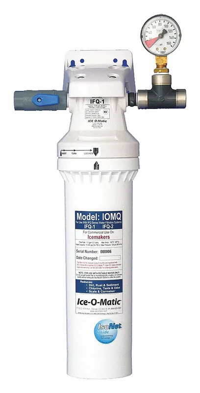 Ice-O-Matic IFQ1 Water Filtration System for Ice Machines, 0.5 Micron, 1.5 gpm, 15,000 gal Service Life, Quick-Connect, NSF 42