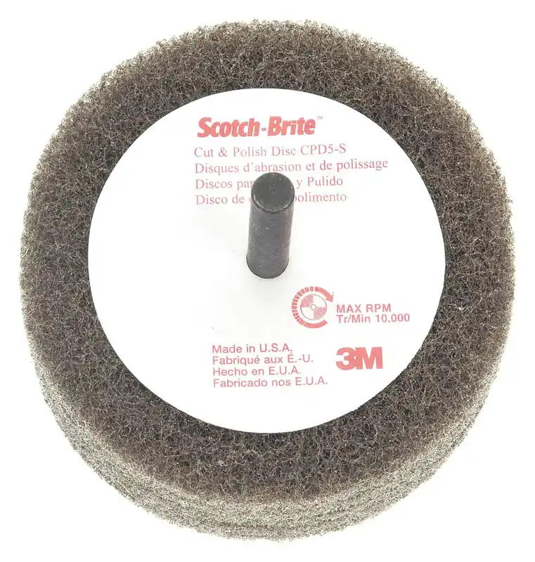 Scotch-Brite 61500068319 C5-ZS Cut and Polish Disc, 3 in Dia x 1-1/4 in W, 1/4 in Straight Shaft, Aluminum Oxide Medium, 10,000 RPM