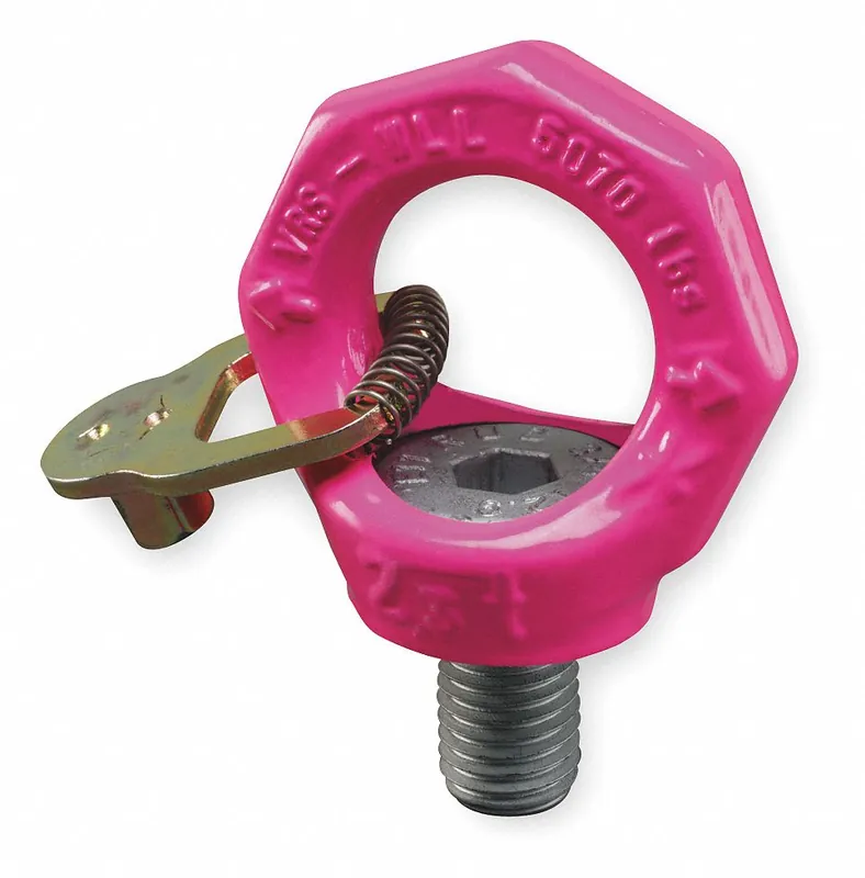 RUD Chain 8500911 VRS-F Hoist Ring, 660 lb WLL, M8-1.25 Thread, 360° Swivel Bolt-On, Steel, Pink, Germany