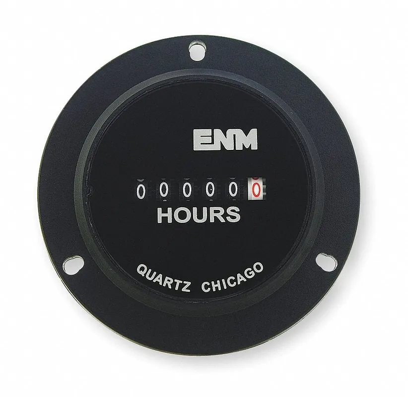 ENM T50B4 Hour Meter, 24V AC, 6-Digit, 99,999.9 hr Range, 2.8 in Round Bezel, 3-Hole Panel Mount, NEMA 12/4X, ABS