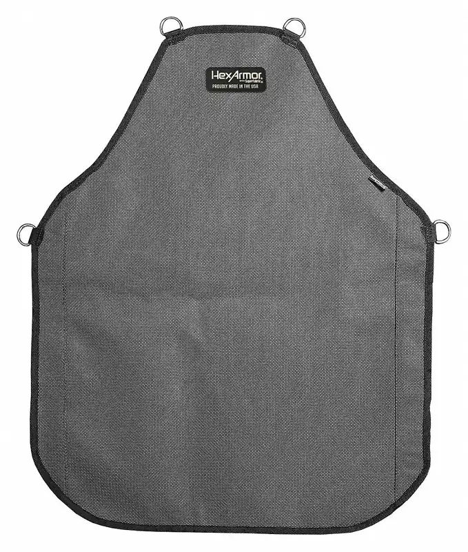HexArmor AP321 Bib Apron, ANSI/ISEA Cut Level A7, SuperFabric Heavy-Duty Single-Layer, 30 in L x 24 in W, Gray/Black, Industrial Cut/Puncture/Abrasion Protection