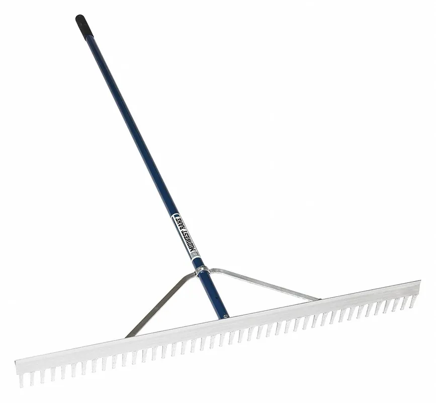 Seymour Midwest 12036GRA Landscape Rake, 36 in Aluminum Head w/ 42 Tines, 66 in Straight Aluminum Handle, Cushioned Grip