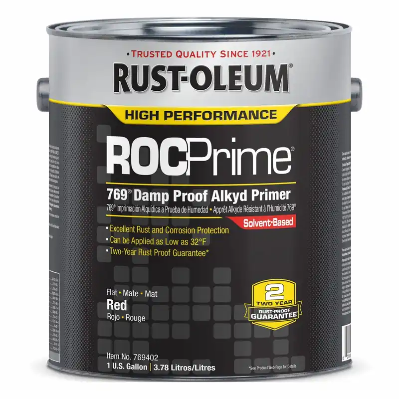Rust-Oleum 769402 High Performance 7400 System Interior/Exterior Primer, Red Modified Alkyd Solvent-Based, 1 gal, for Metal Surfaces, Apply Direct-To-Rust