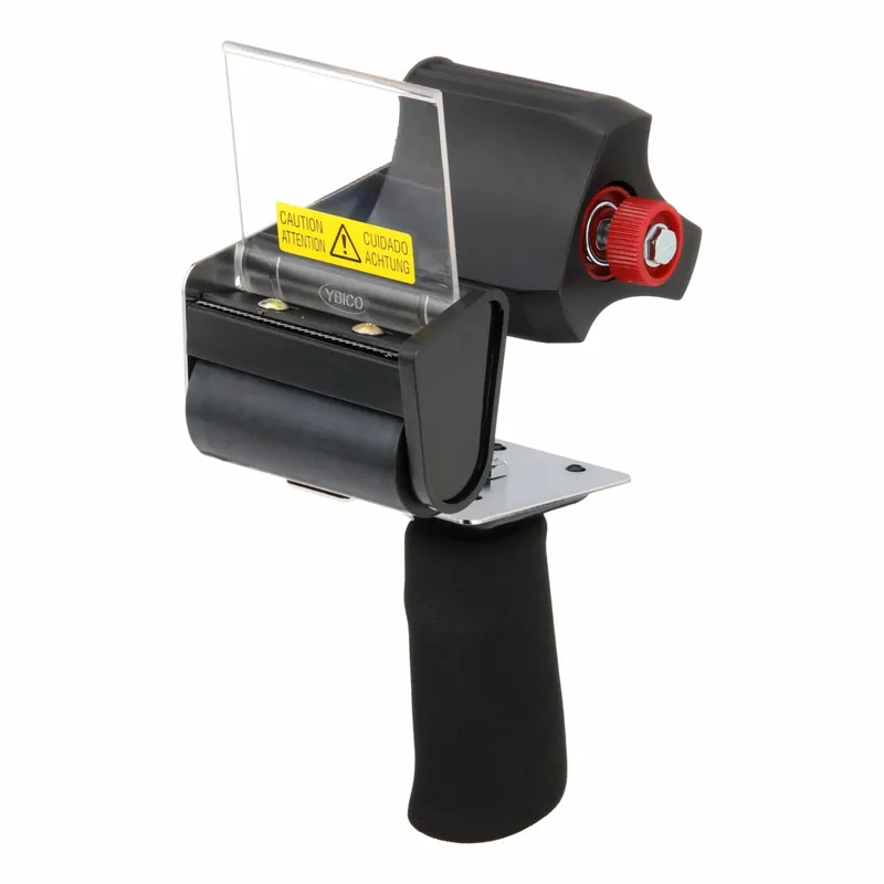Safety Soft Touch D4143ABF Pistol-Grip Tape Dispenser, for 3 in Max Tape Width x 3 in Core, Foam Handle, Stainless Steel Retractable Blade, Black