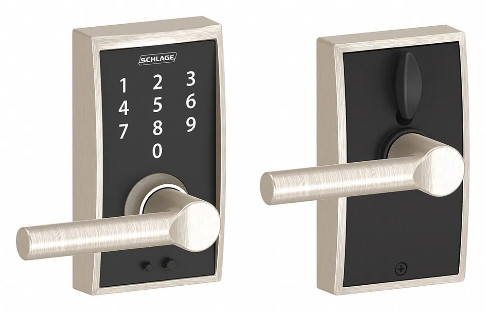 Schlage Residential FE695 CEN619BRW Electronic Keyless Lock, Touch Screen Keypad, Nickel