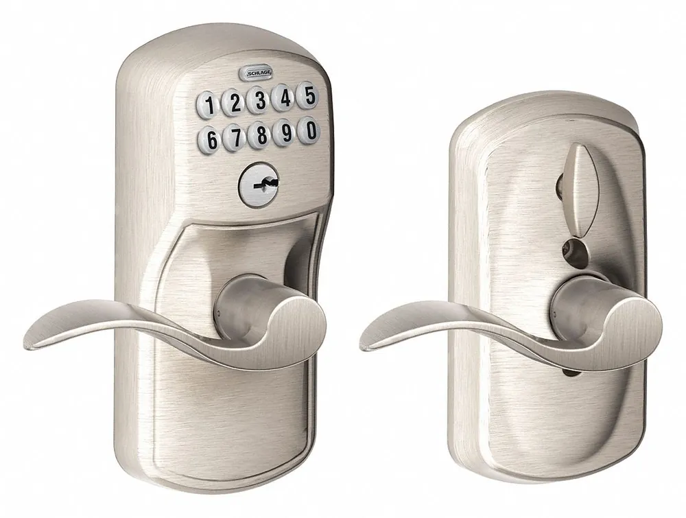 Schlage Residential FE595 PLY619ACC Electronic Keyless Lock, Keypad, Nickel