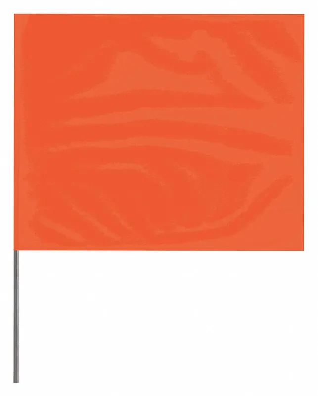 Presco Products Co 4530O-200 Marking Flag, 4 in x 5 in Flag Size (HxW), 30 in Staff Ht, Orange, Blank, No Image, Solid, 100 PK
