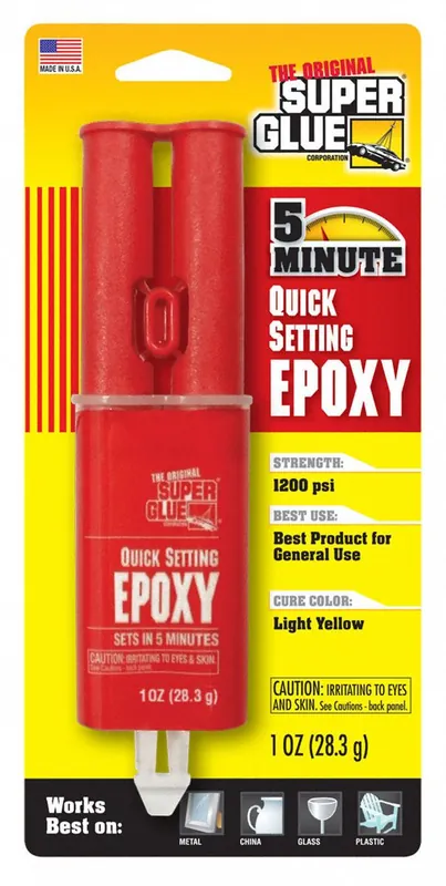 Super Glue SY-QS Epoxy Adhesive, Quick Setting Epoxy, Ambient Cured, 29.5 mL, Syringe, Yellow