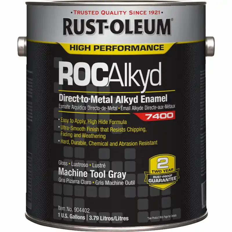 Rust-Oleum 904402 Interior/Exterior Paint, Exterior/Interior, Std, DTM Coating, Metal, Oil, Grays, Machine Tool Gray