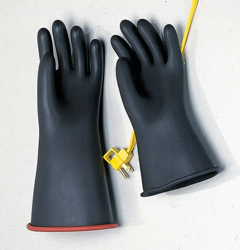 Salisbury E114RB/10 Electrical-Insulating Gloves, 7,500V AC, 11,250V DC, 14 in Lg, Black/Red, Size 10, Class 1, 1 PR