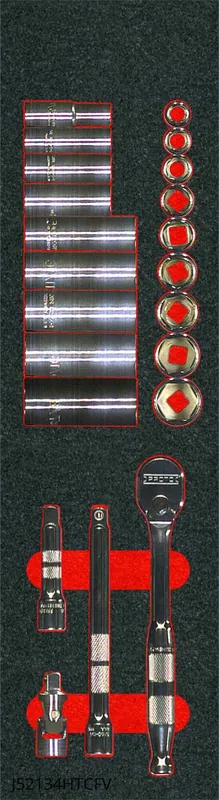 Proto J52134HTCKV Socket Set, 3/8 in Drive, 22 Piece, SAE, 3/8 to 7/8 in, 6-Point, Full Polish