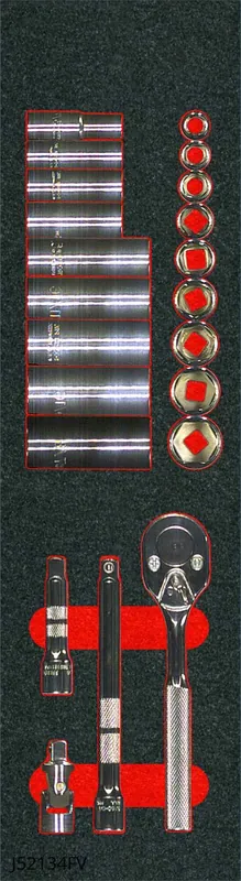 Proto J52134KV Socket Set, 3/8 in Drive, 22 Piece, SAE, 3/8 to 7/8 in, 6-Point, Full Polish
