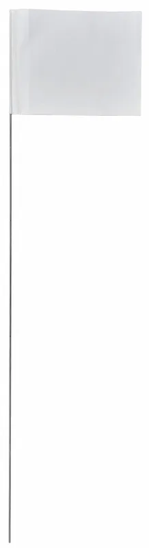 Presco 2336W-200 Marking Flag, 2 1/2 in x 3 1/2 in, 36 in Staff Ht, White, Blank, Solid, 100 PK