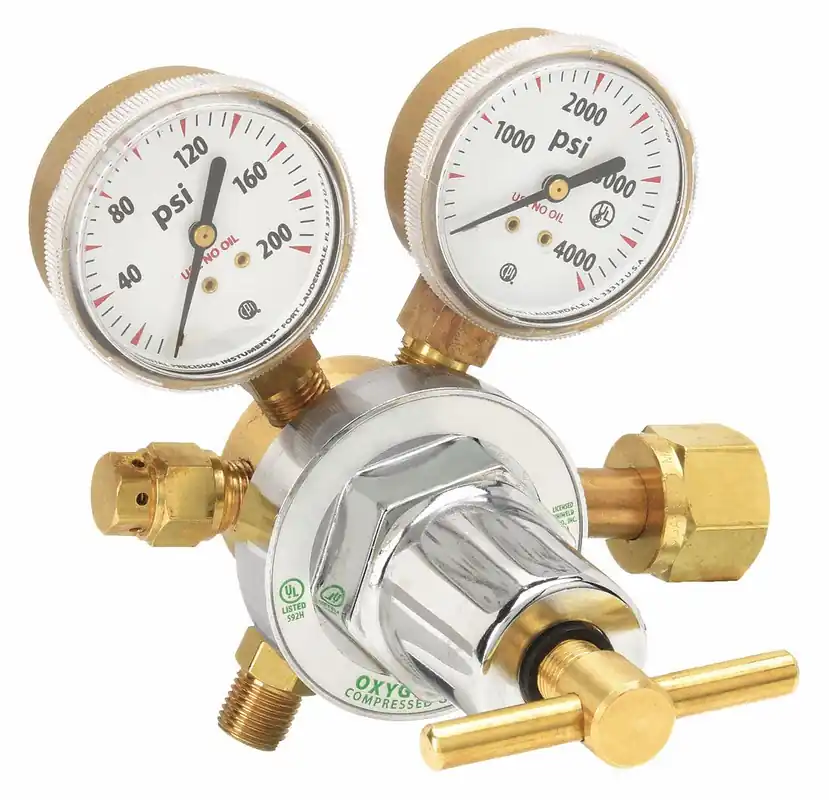 Uniweld RUH8210 Stage Regulator, Single Stage, Oxygen, CGA 540, 0.908-14 Inlet x 9/16-18 Outlet, 5 to 125 psig