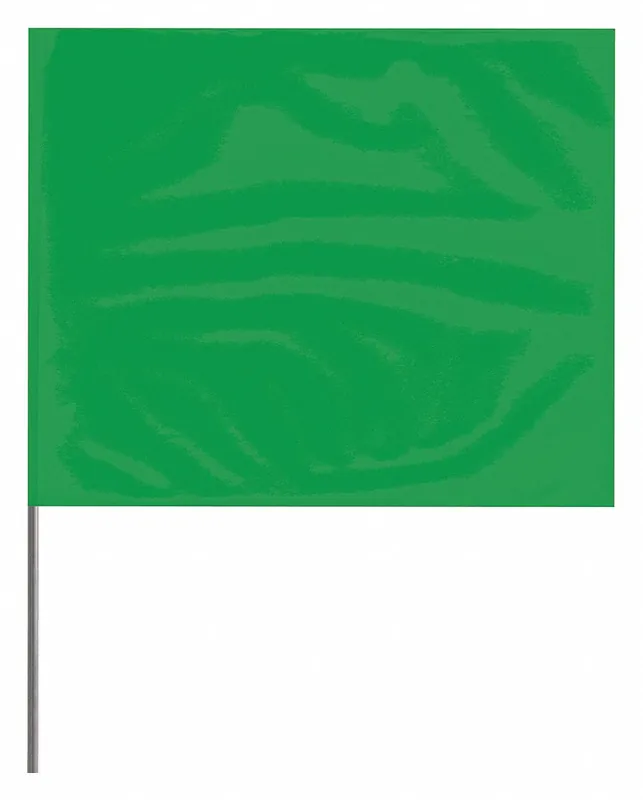 Presco 4536G-200 Marking Flag, 4 in x 5 in, 36 in Staff Ht, Green, Blank, Solid, 100 PK